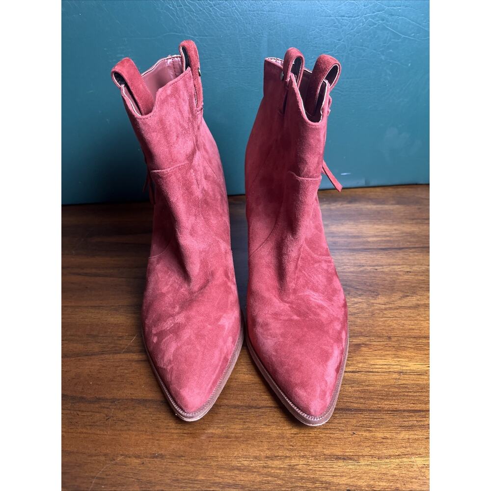 Sam Edelman Niomi Pull On Pointed Toe Ankle Bootie Paprika Red Suede Size 9.5 - Picture 5 of 11
